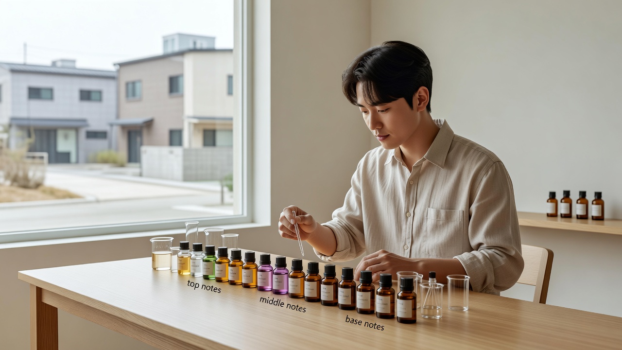 동네 공방의 차분한 분위기에서 향수 체험하는 방문객